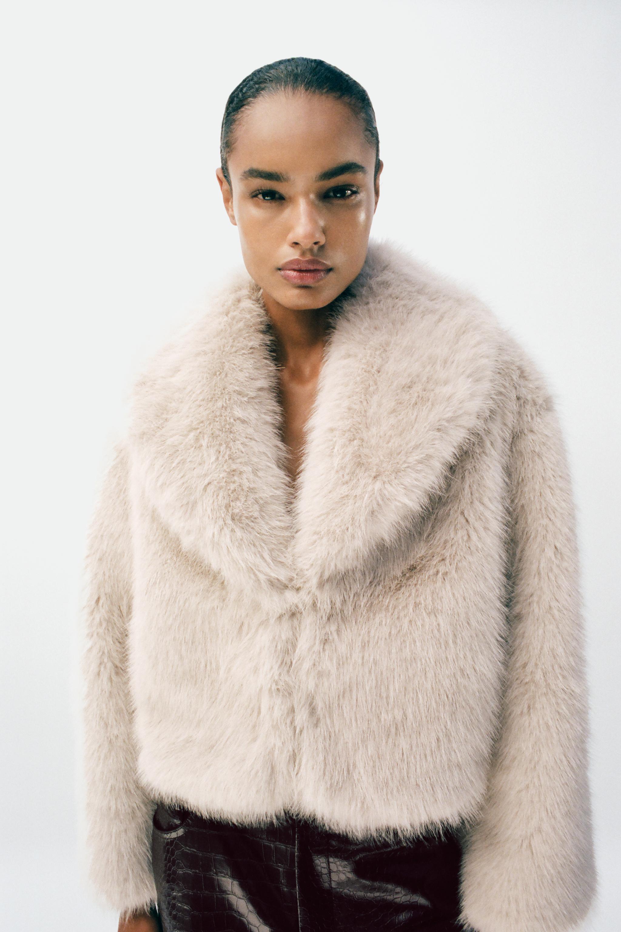 FAUX FUR LAPEL COLLAR JACKET